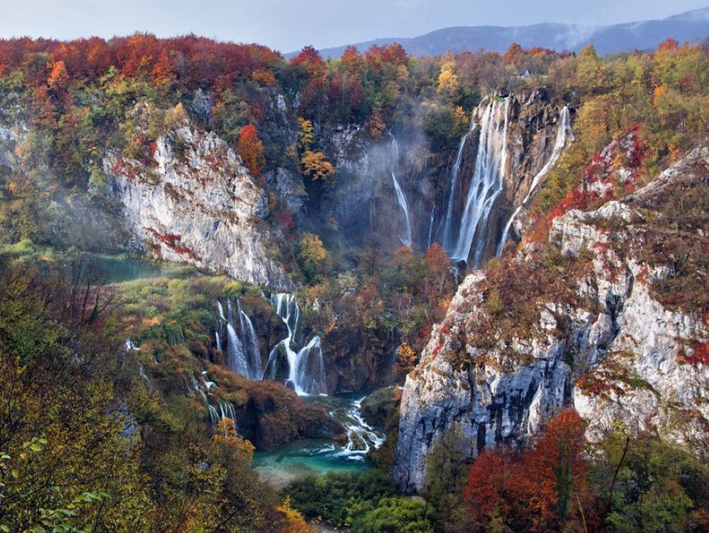 Falls In Autumn Plitvice Lakes National Park, Croatia