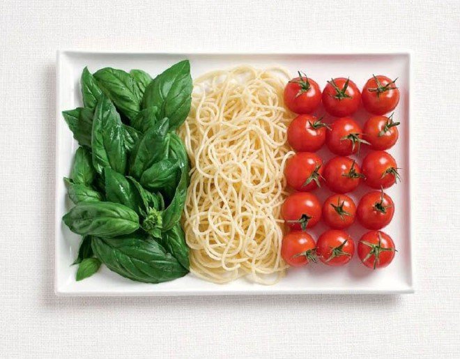 italy flag made from food