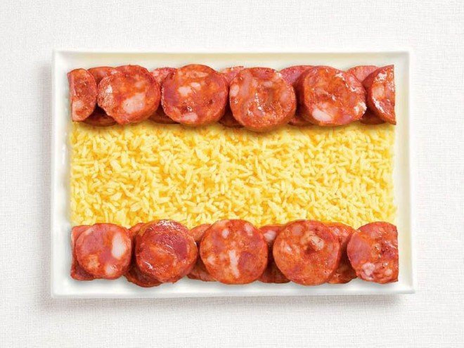 spain flag made from food