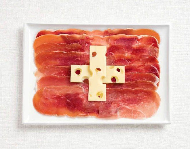 switzerland flag made from food