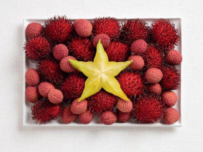 vietnam flag made from food