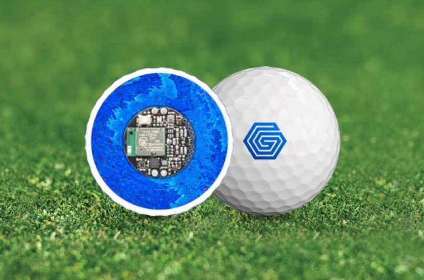 Golf ball with hardware