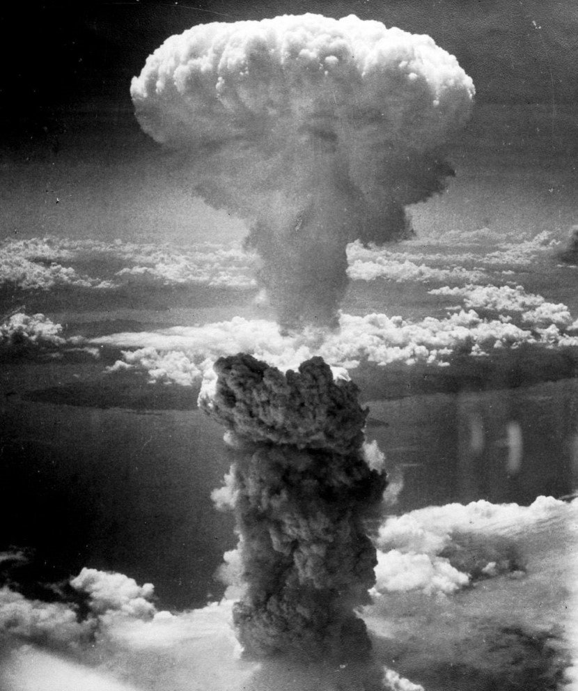 Mushroom cloud over Hiroshima after the atomic bomb attack