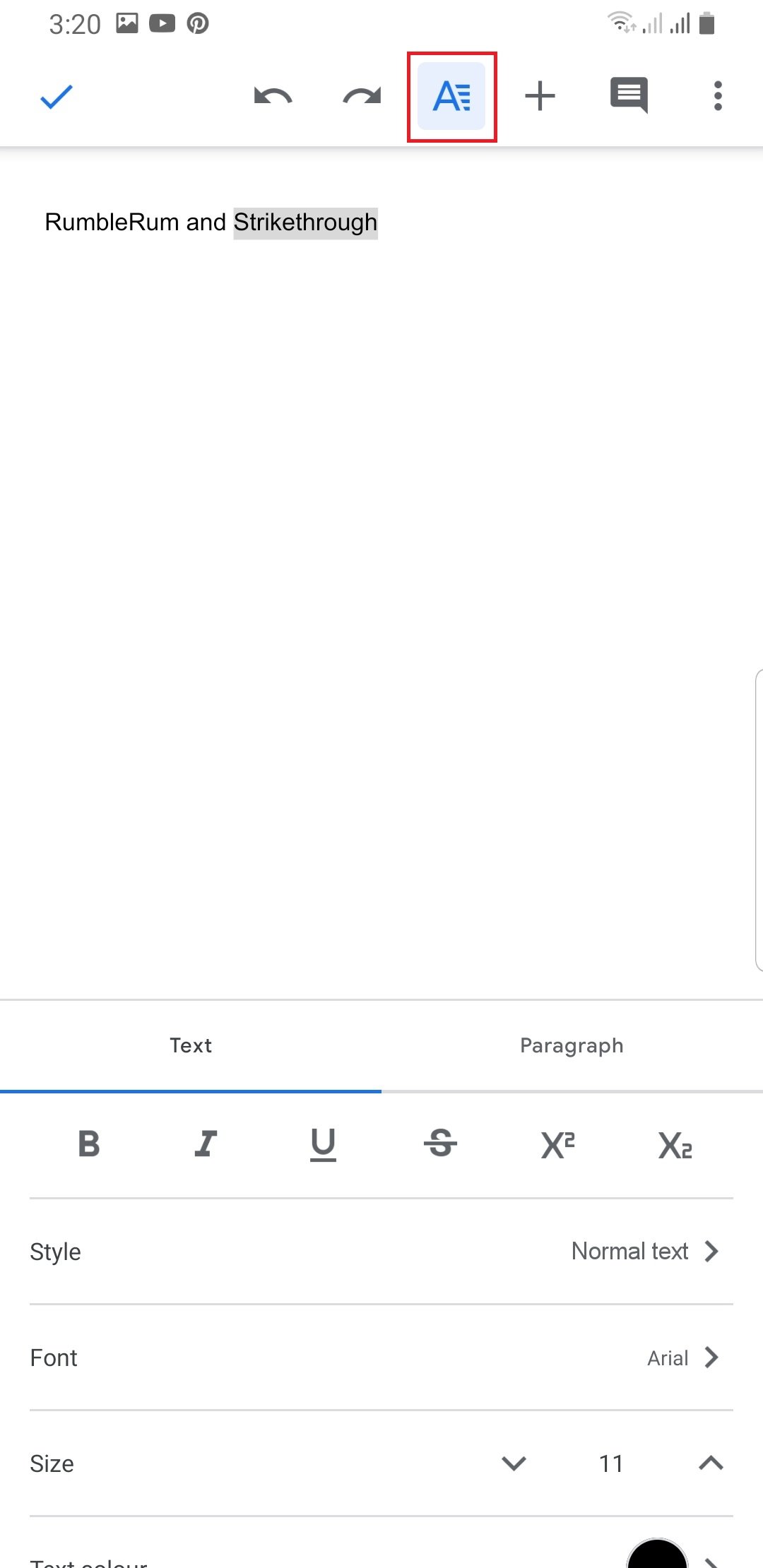 Strikethrough Google Docs