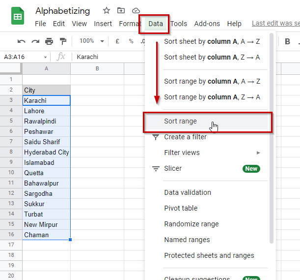 How to Alphabetize in Google Sheets