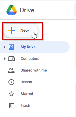 In google drive dashboard, select New