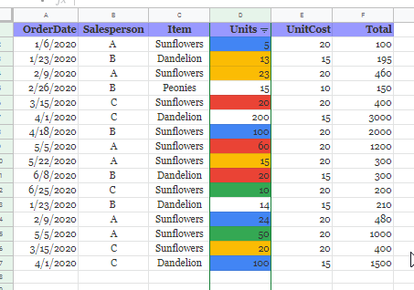 google sheets filter