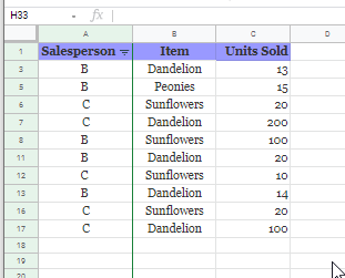 google sheets filter