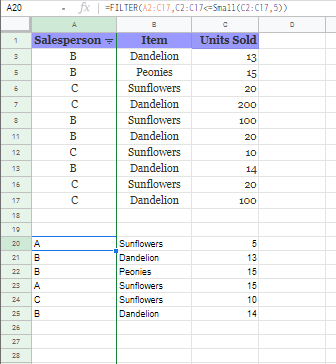 google sheets filter